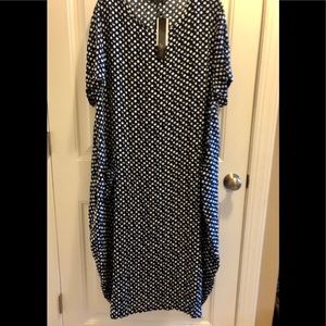 NWT Zanzea Blue with White Polka Dot Dress Sz 4XL